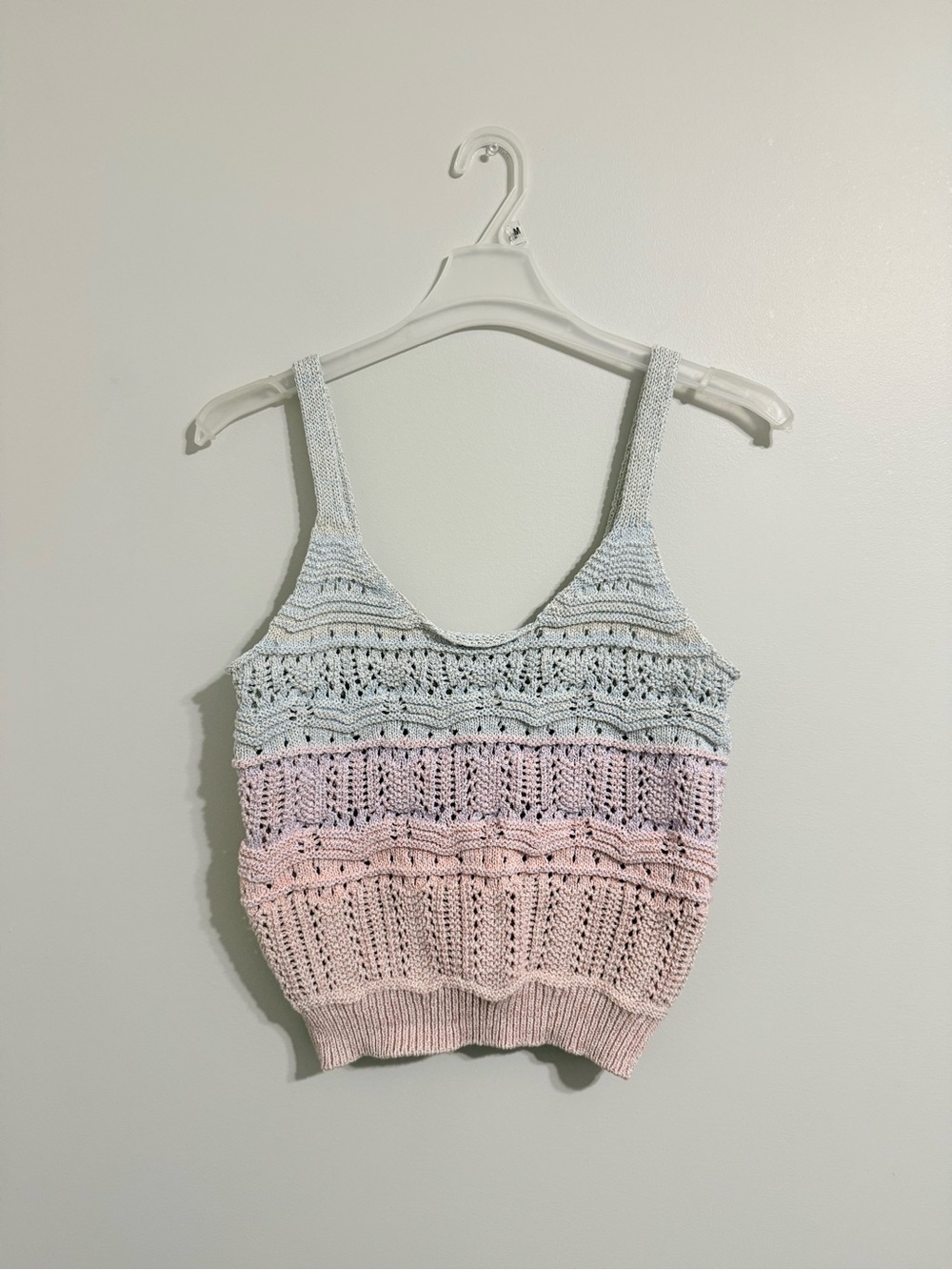 Dex Knit Colorblock Tank in Light Blue and Pale Pink